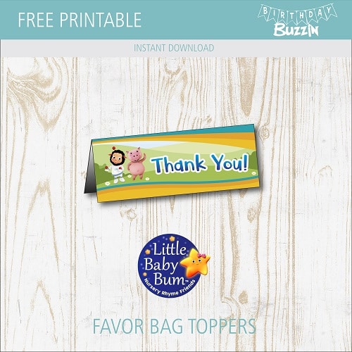 Free Printable Little Baby Bum Favor Bag Toppers