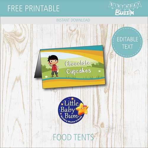 Free Printable Little Baby Bum Food tents