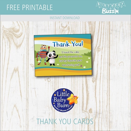 Free Printable Little Baby Bum Thank You Cards