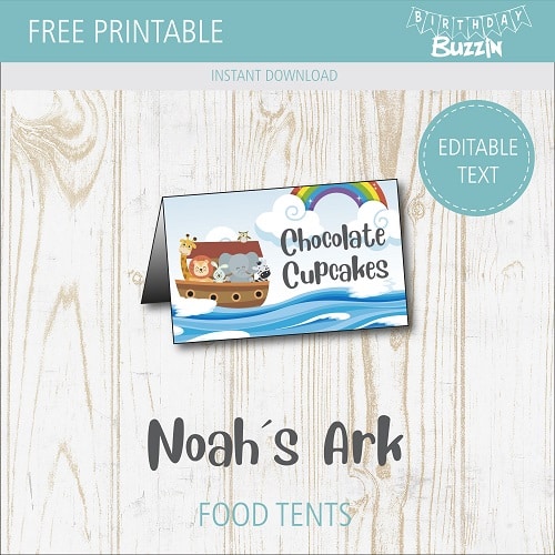 Free Printable Noah´s Ark Food tents