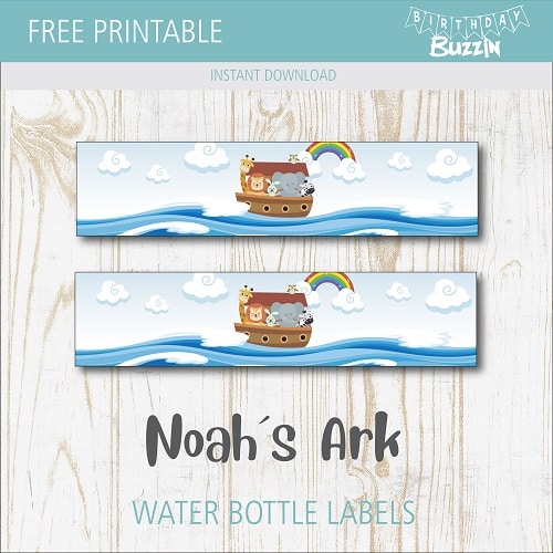 Free Printable Noah´s Ark Water bottle labels