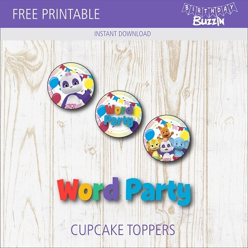 Free Printable Word Party Cupcake Toppers