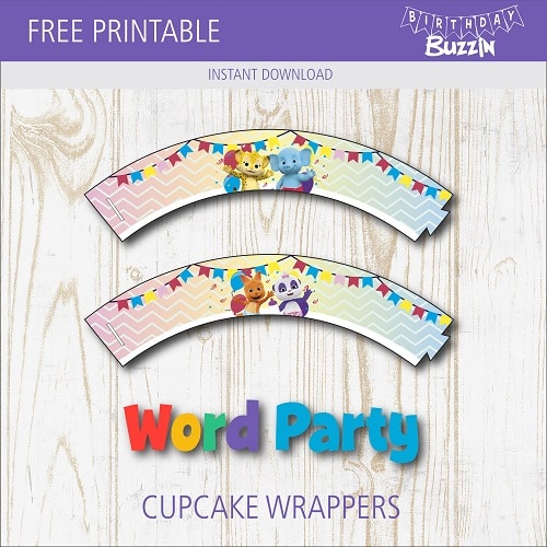 Free Printable Word Party Cupcake Wrappers