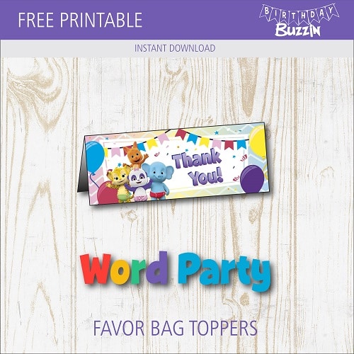 Free Printable Word Party Favor Bag Toppers