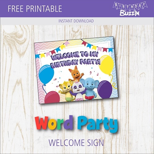 Free Printable Word Party Welcome Sign