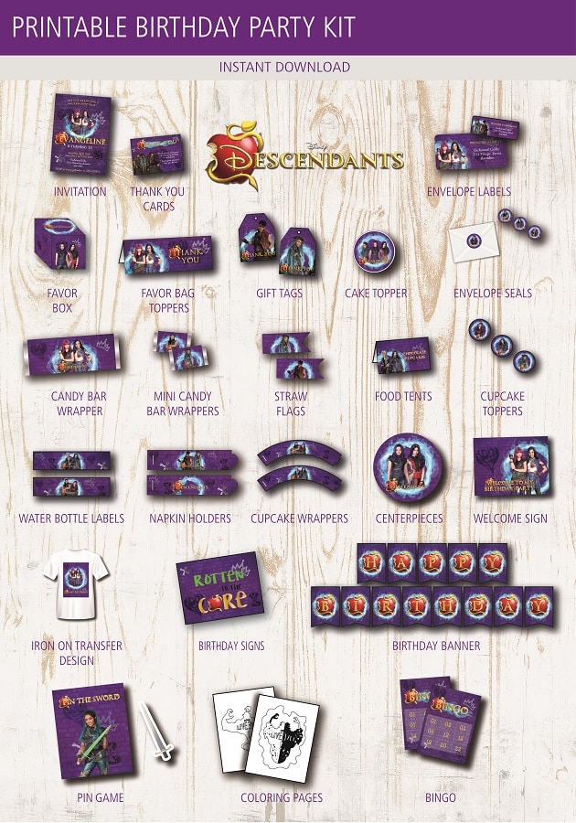 Printable Descendants Birthday Party Kit