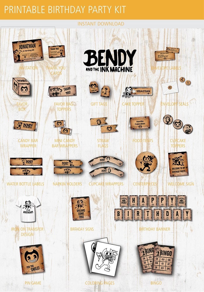 Bendy And The Ink Machine Birthday Party Printable Kit Birthday