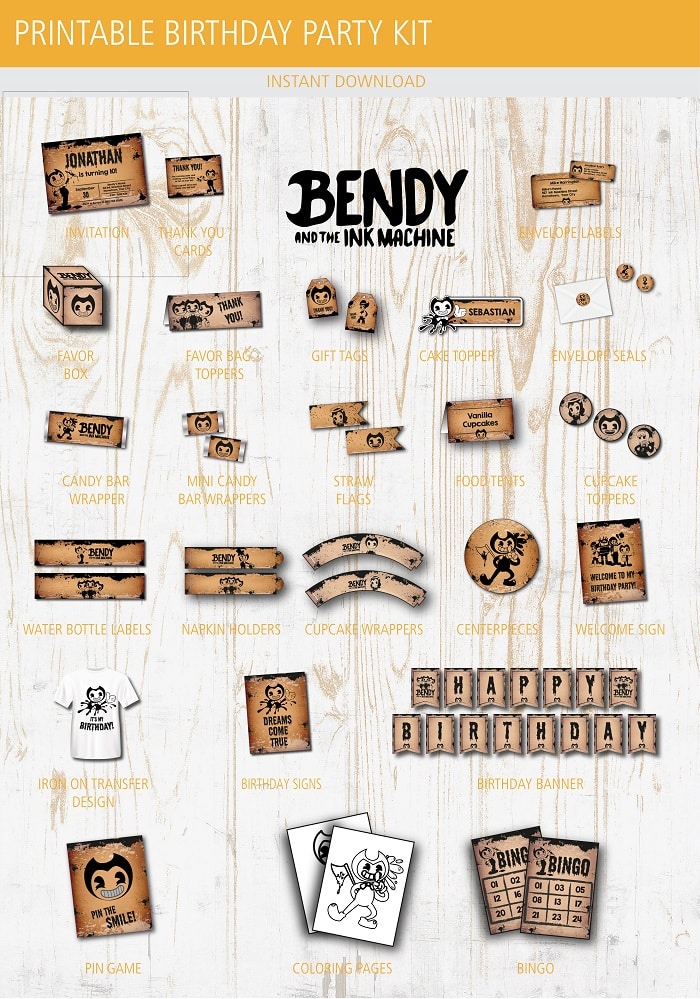 Bendy and the Ink Machine Printable Birthday Kit