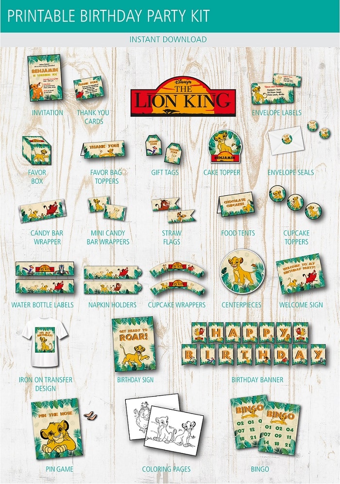Lion King Birthday Party Printable Kit