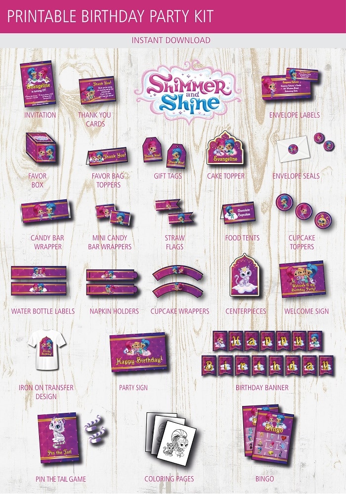Shimmer and Shine Birthday Party Printable Kit