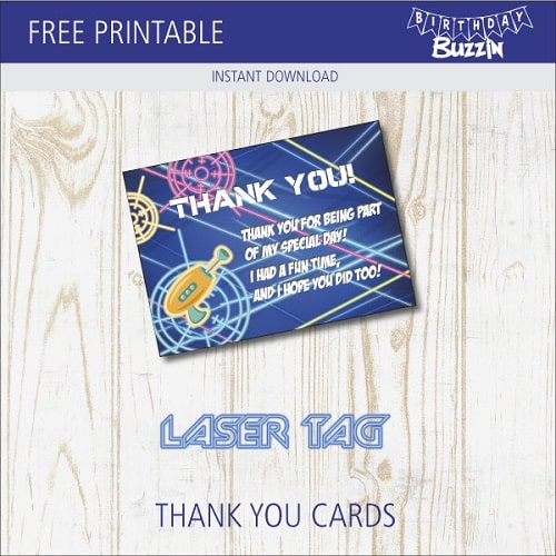 Free Printable Laser Tag Thank You Cards