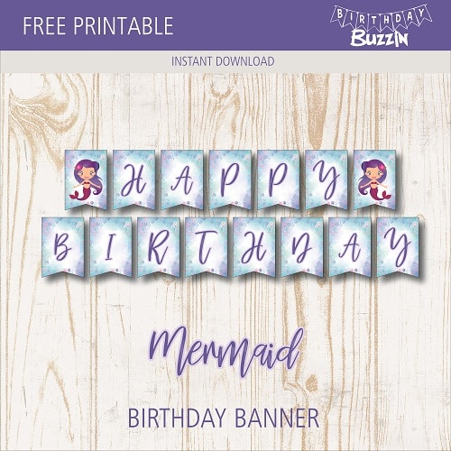 Free Printable Mermaid Birthday Banner - 1
