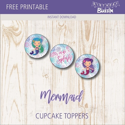 Free Printable Mermaid Cupcake Toppers 