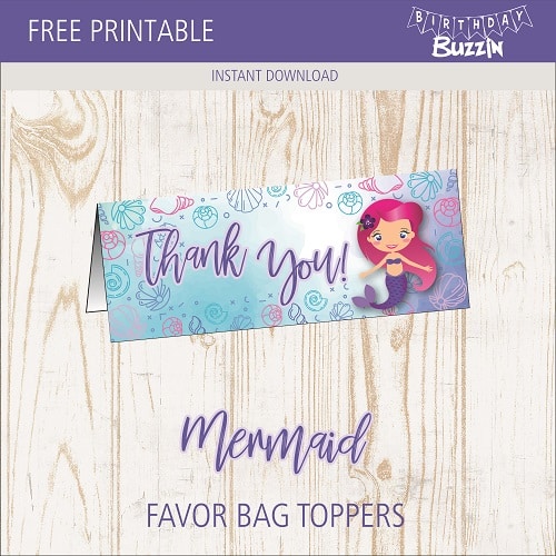 Free Printable Mermaid Favor Bag Toppers