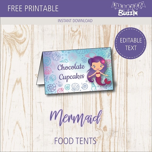 Free Printable Mermaid Food tents