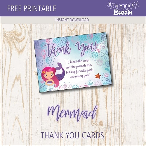 Free Printable Mermaid Thank You Cards