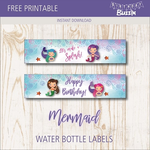 Free Printable Mermaid water bottle labels