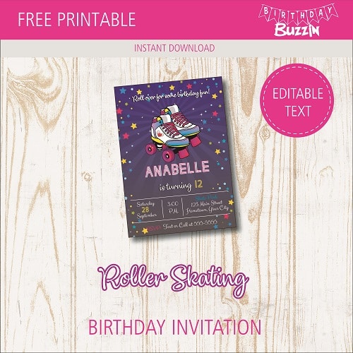 Free Printable Roller Skating Birthday Party Invitations