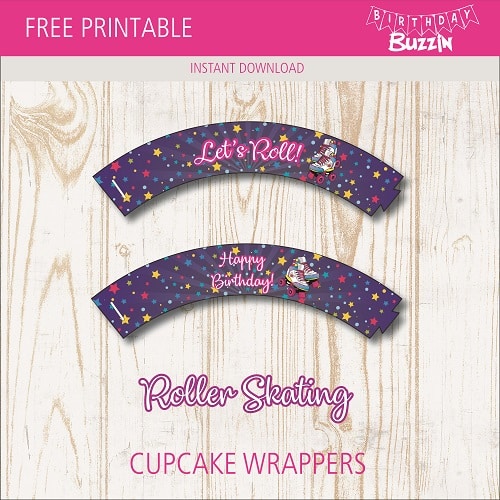 Free Printable Roller Skating Cupcake Wrappers