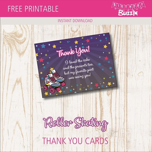 Free Printable Roller Skating Thank You Cards