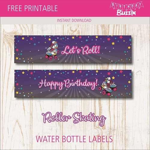 Free Printable Roller Skating Water bottle labels