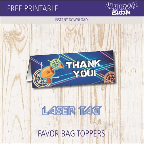 Free printable Laser Tag Favor Bag Toppers