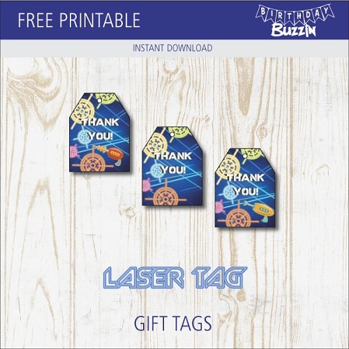 Laser Tag Party Favor Tags Template - green/orange