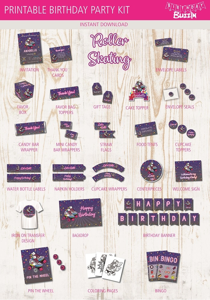 Rolling Skating Birthday Party Printable Kit
