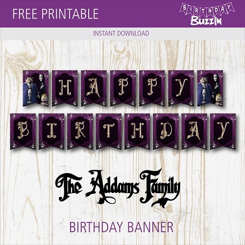 Free Printable Addams Family Birthday Banner