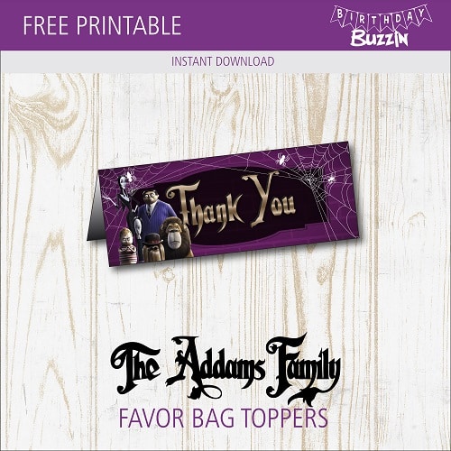 Free Printable Addams Family Favor Bag Toppers