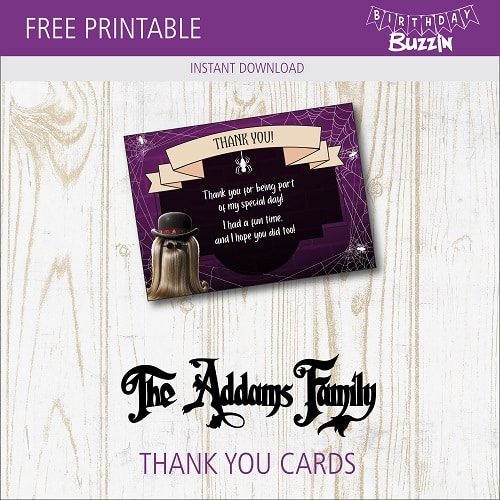 Free Printable Addams Family Thank You Cards