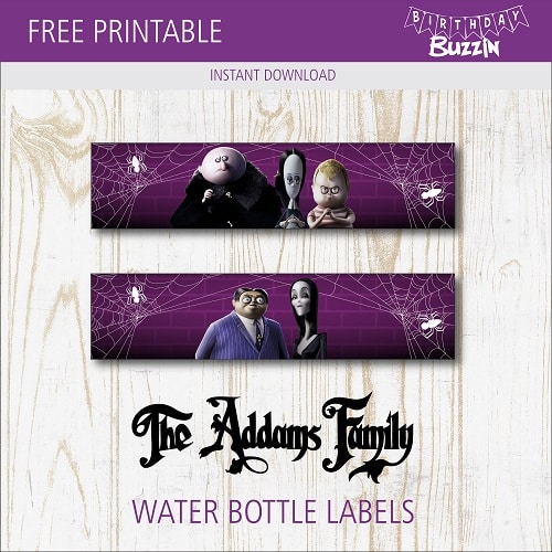 Free Printable Addams Family Water bottle labels