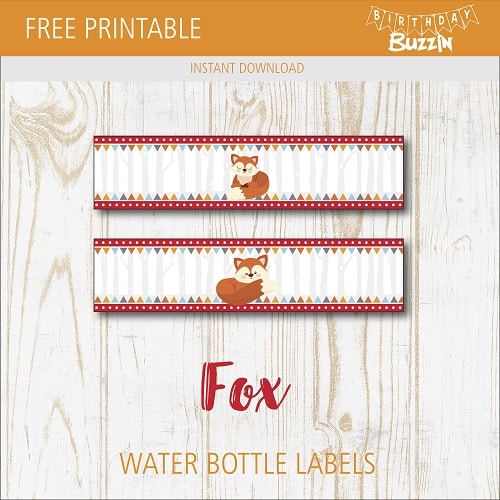 Free Printable Fox Water bottle labels