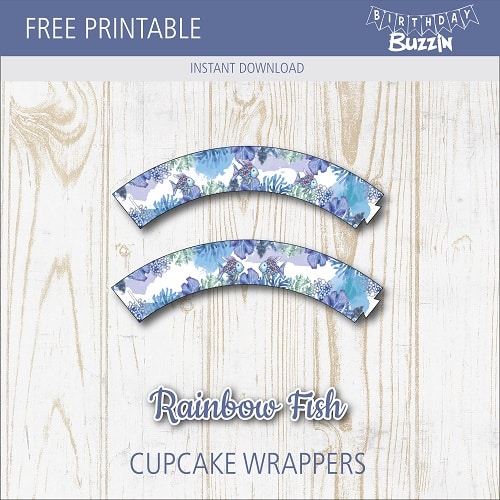 Free Printable The Rainbow Fish Cupcake Wrappers