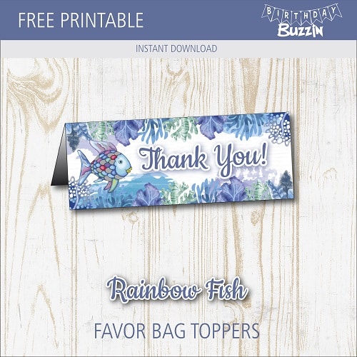Free Printable The Rainbow Fish Favor Bag Toppers