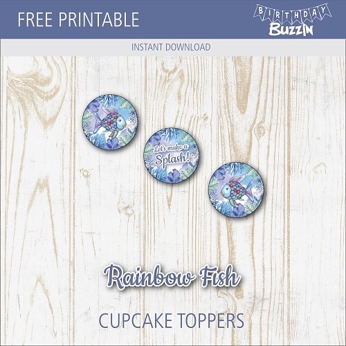 Free printable The Rainbow Fish Cupcake Toppers
