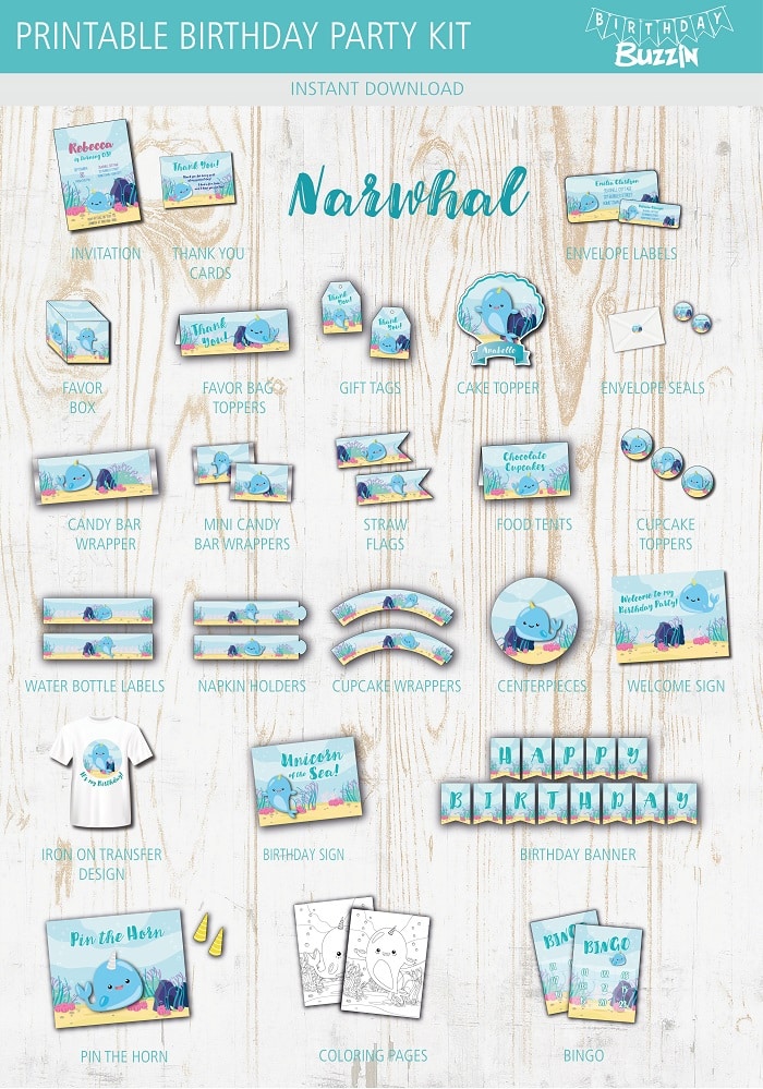 Narwhal Birthday Party Printable Kit