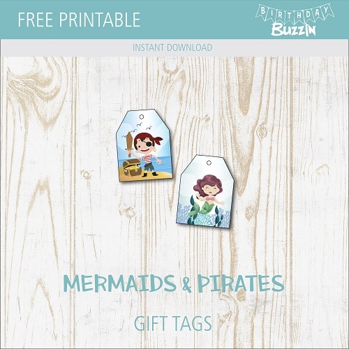 Free Printable Mermaids and Pirates Favor Tags