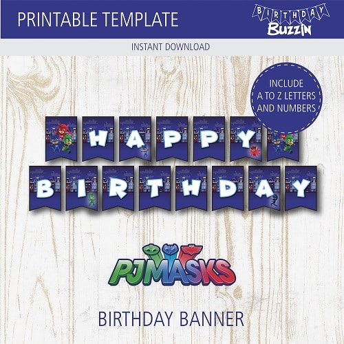 Printable PJ Masks Birthday Banner