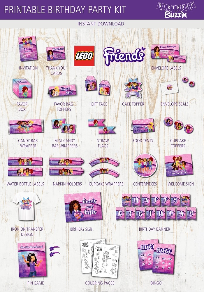 Vi ses i morgen maling krydstogt Lego Friends Birthday Party Printable Kit | Birthday Buzzin