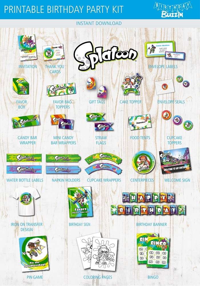 Splatoon Birthday Party Printable Kit