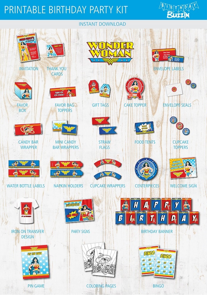 Wonder Woman Printable Birthday Party Printable Kit