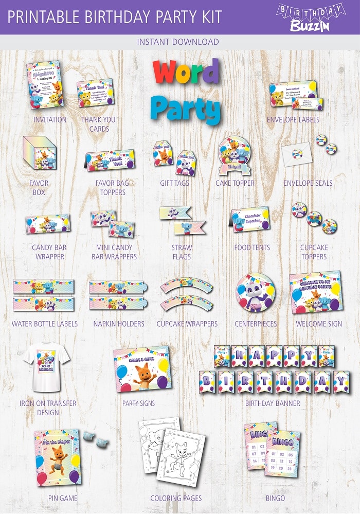 Word Party Birthday Party Printables Archives Birthday Buzzin