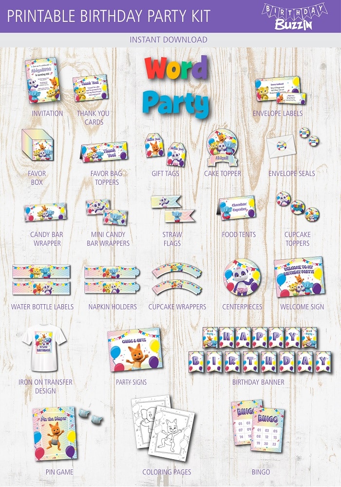 Word Party Birthday Party Printable Kit