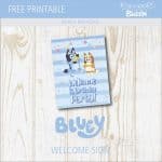 Free Printable Bluey Welcome Sign | Birthday Buzzin