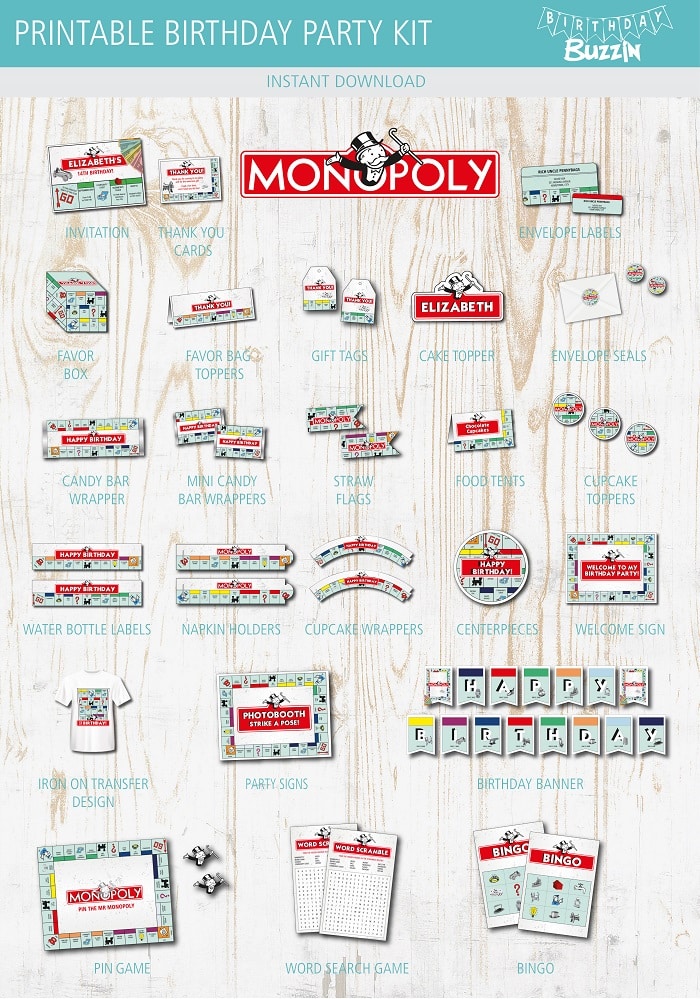 Monopoly Birthday Party Printable Kit