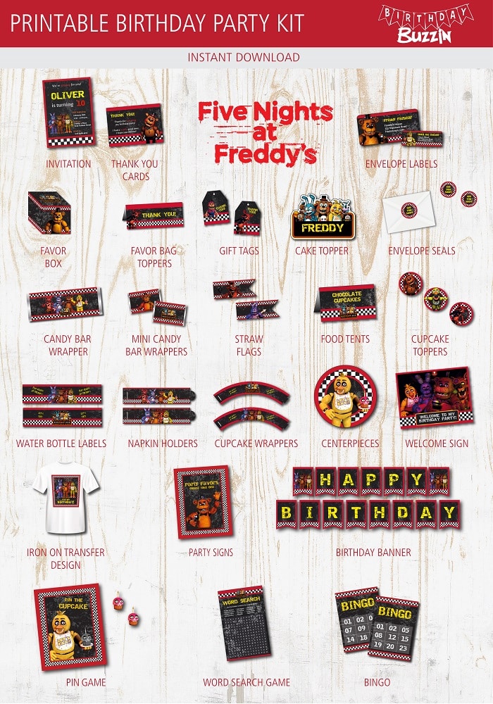 Five Nights At Freddy S Birthday Party Printable Kit Birthday Buzzin