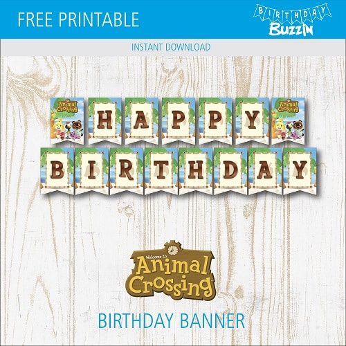 Free printable Animal Crossing Birthday Banner