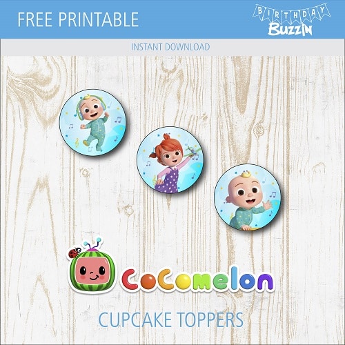 Free printable Cocomelon Cupcake Toppers