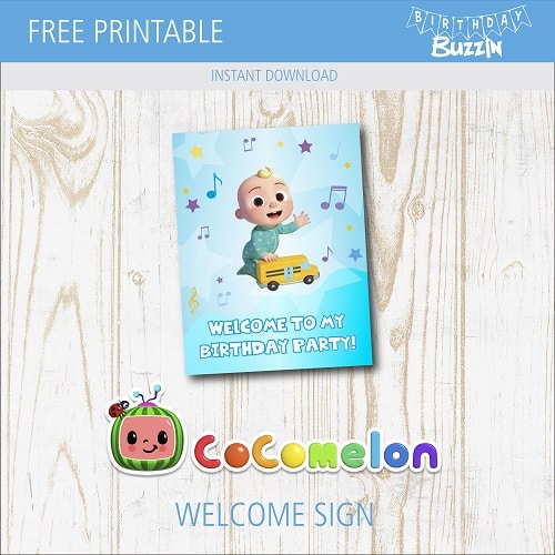 Free printable Cocomelon Welcome Sign